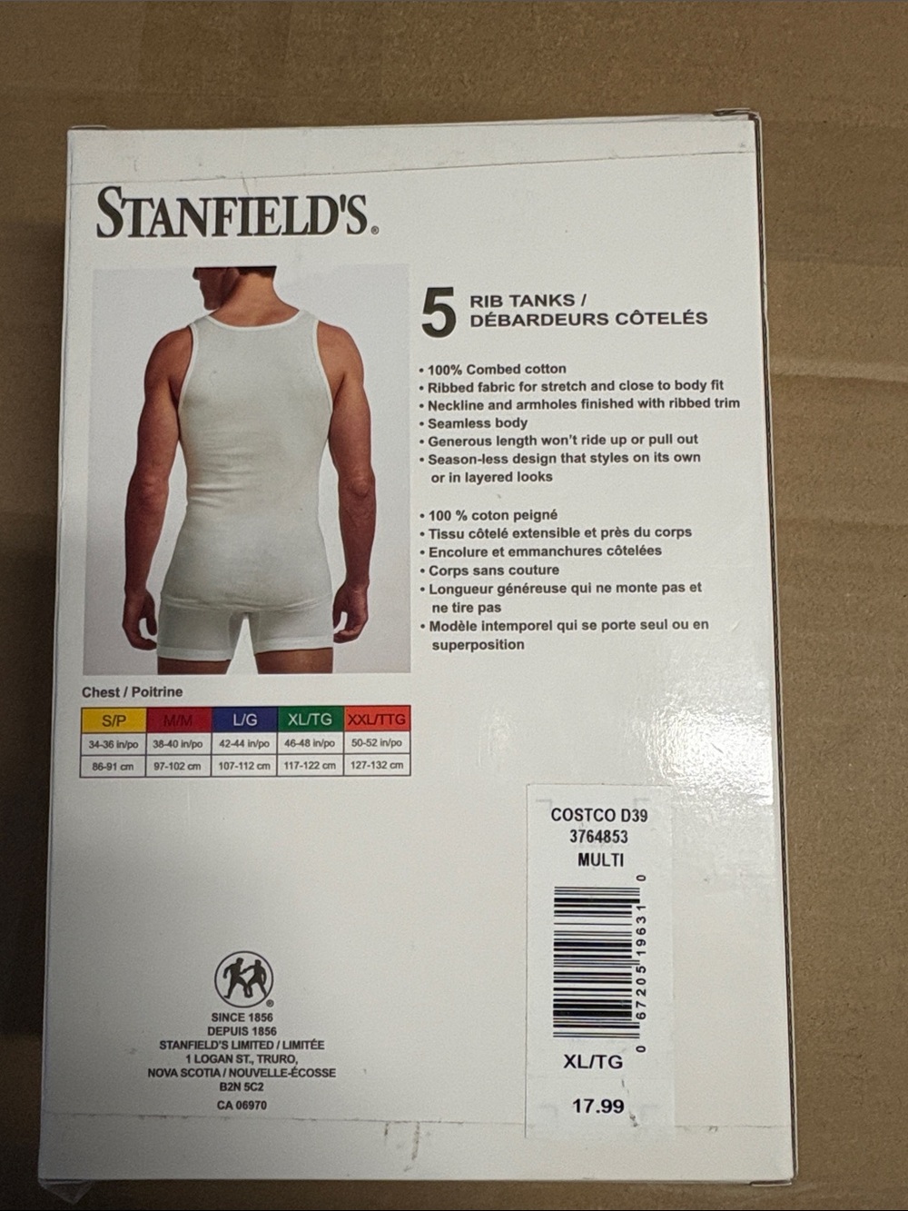 Stanfield’s 5 Pack Rib Tank - Picture 2 of 4